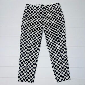 J. Crew Navy Blue Cream Polka Dot City Fit Stretch Ankle Pants Size 4
